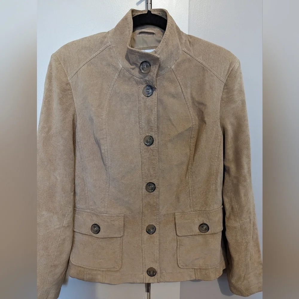 Marshall Field's tan 100% suede leather jacket - Picture 6 of 6